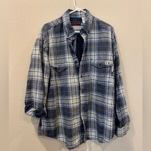 Wolverine Fire Resistant Navy and White Plaid Flannel Men’s Shirt